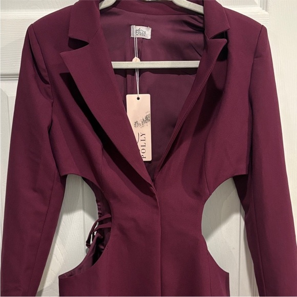 Oh Polly Deep Purple Cut-Out Blazer Dress - Picture 3 of 9